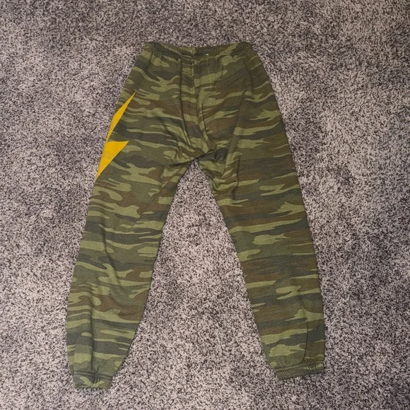 Aviator Nation Green Camouflage Joggers with Yellow Bolt - Picture 5 of 5